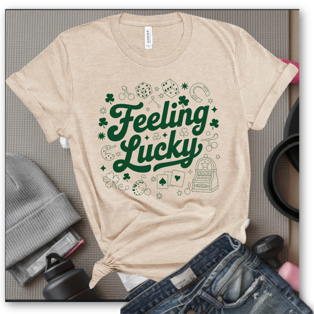 Feeling Lucky - St Patricks Day T-shirt, Y2K Trendy 90's Women Tee - Coquette Tee - Unisex Shirt - Bella Canvas 3001