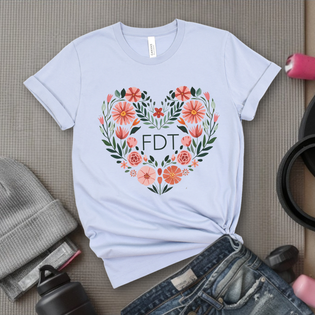 Fdt Heart Shaped Flower - Feminist T-Shirt - Women Empowerment Tee - Bella Canvas 3001