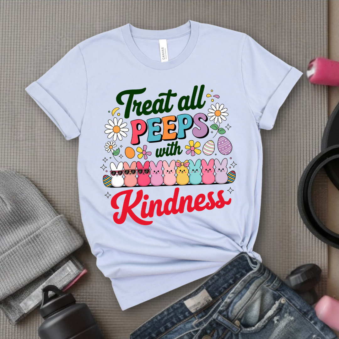 Treat All Peeps With Kindness Shirt - Cute Teacher Easter T-shirt - Bunny Tee - Easter Gift for Teachers - Teacher Spring Outfit - Unisex Jersey Short Sleeve Shirt