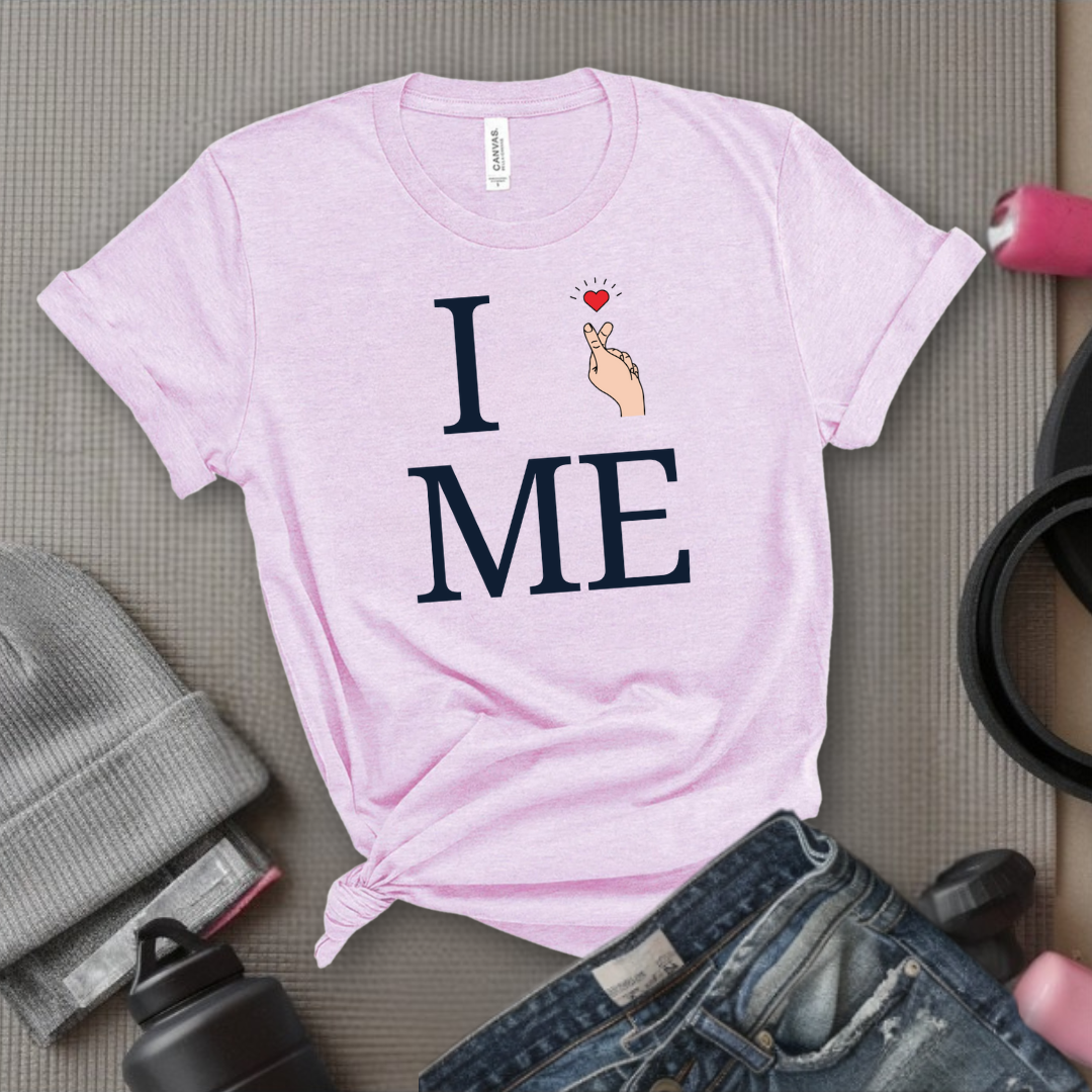 I Love Me T-shirt - Finger Heart - Unisex Jersey Short Sleeve Shirt - Gift for Yourself - Bella Canvas 3001
