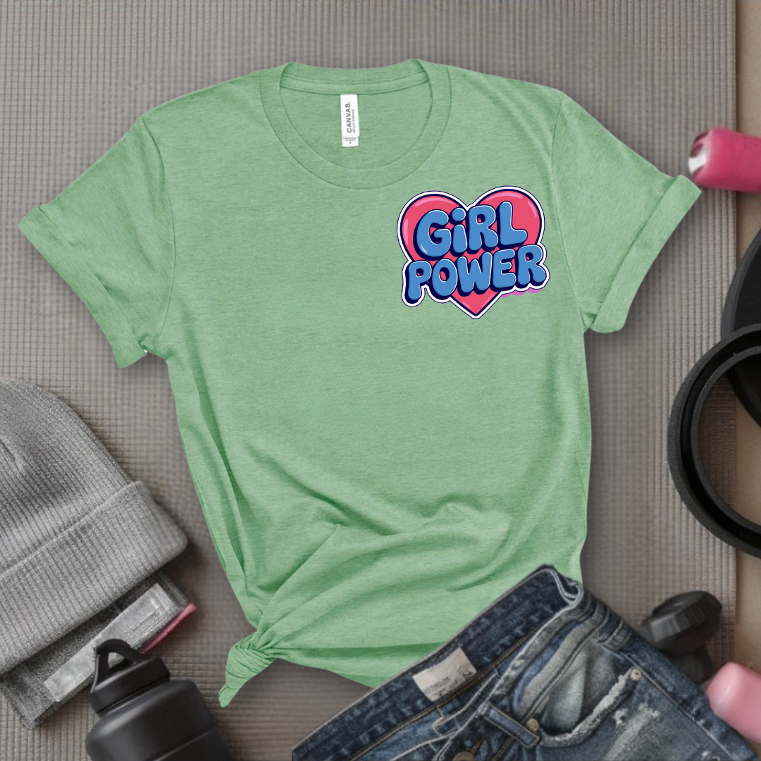 Girl Power Pocket T-shirt - Women Right Inspired Tee - Unisex Jersey Short Sleeve Shirt - Gift for Yourself, Female Friends - Bella Canvas 3001