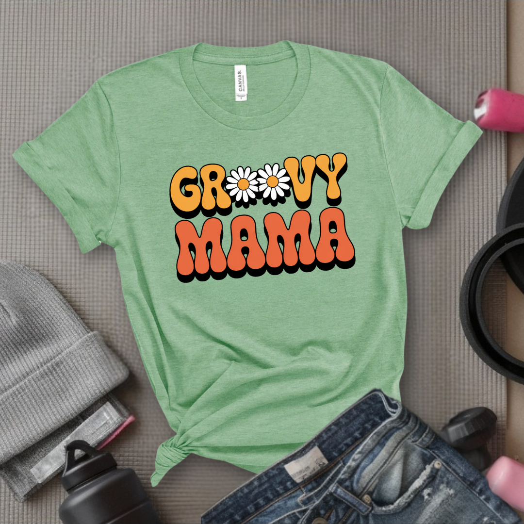 Groovy Mama - Mother's Day Gifts - Women Empower Feminist Tee - Bella Canvas 3001