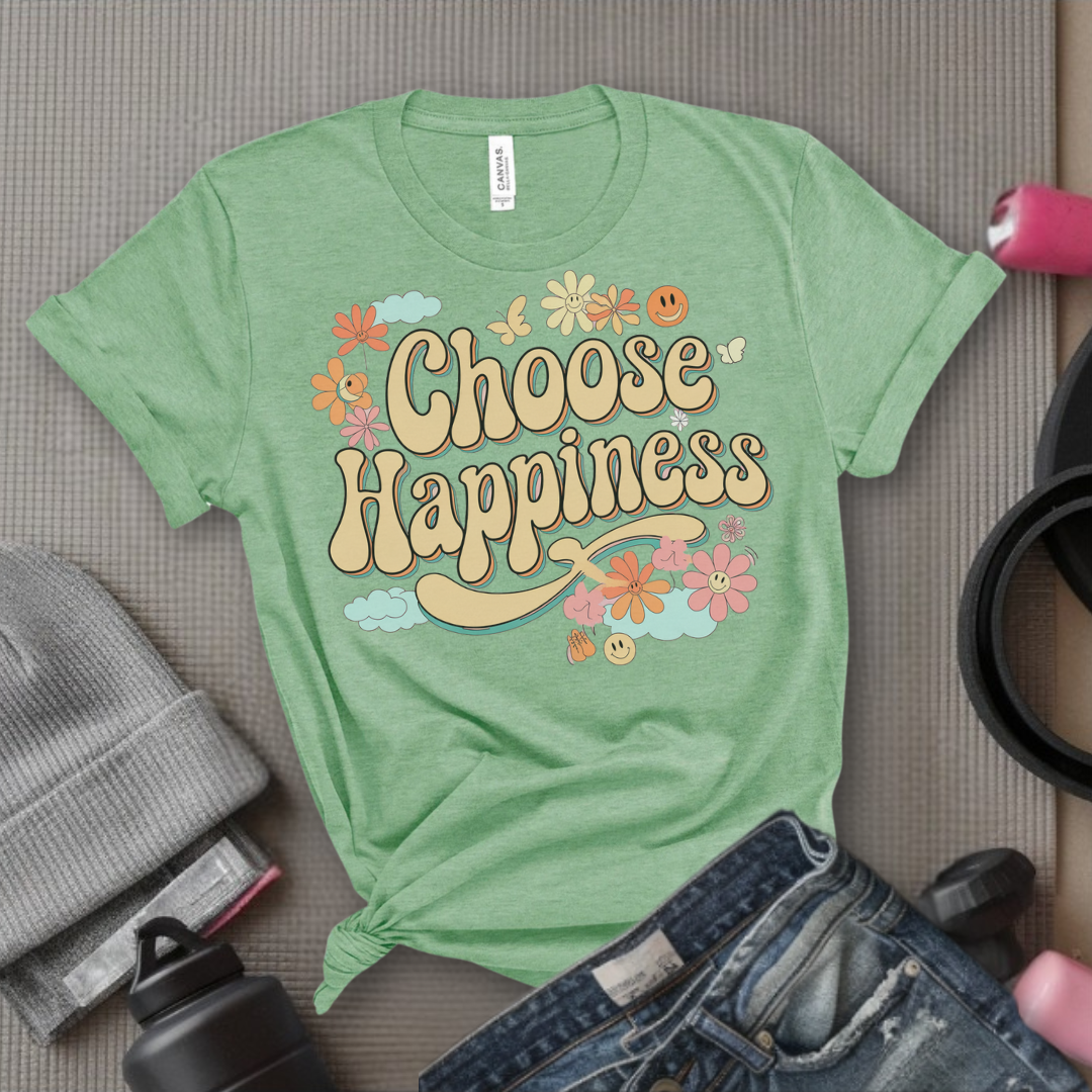 Choose Happiness - Y2K Groovy Style - Unisex Jersey Short Sleeve Shirt - Self Gift for Woman - Bella Canvas 3001