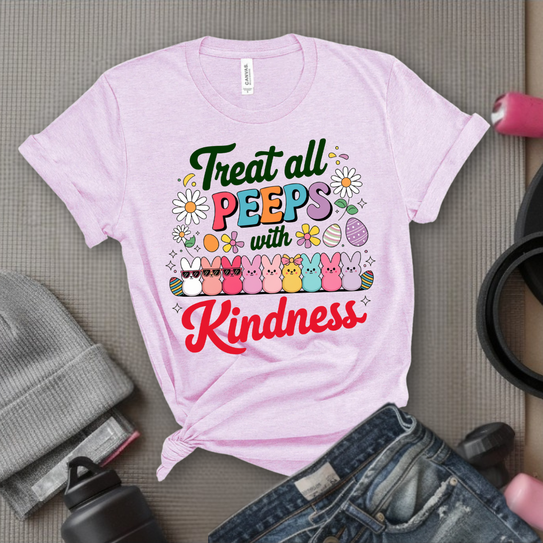 Treat All Peeps With Kindness Shirt - Cute Teacher Easter T-shirt - Bunny Tee - Easter Gift for Teachers - Teacher Spring Outfit - Unisex Jersey Short Sleeve Shirt