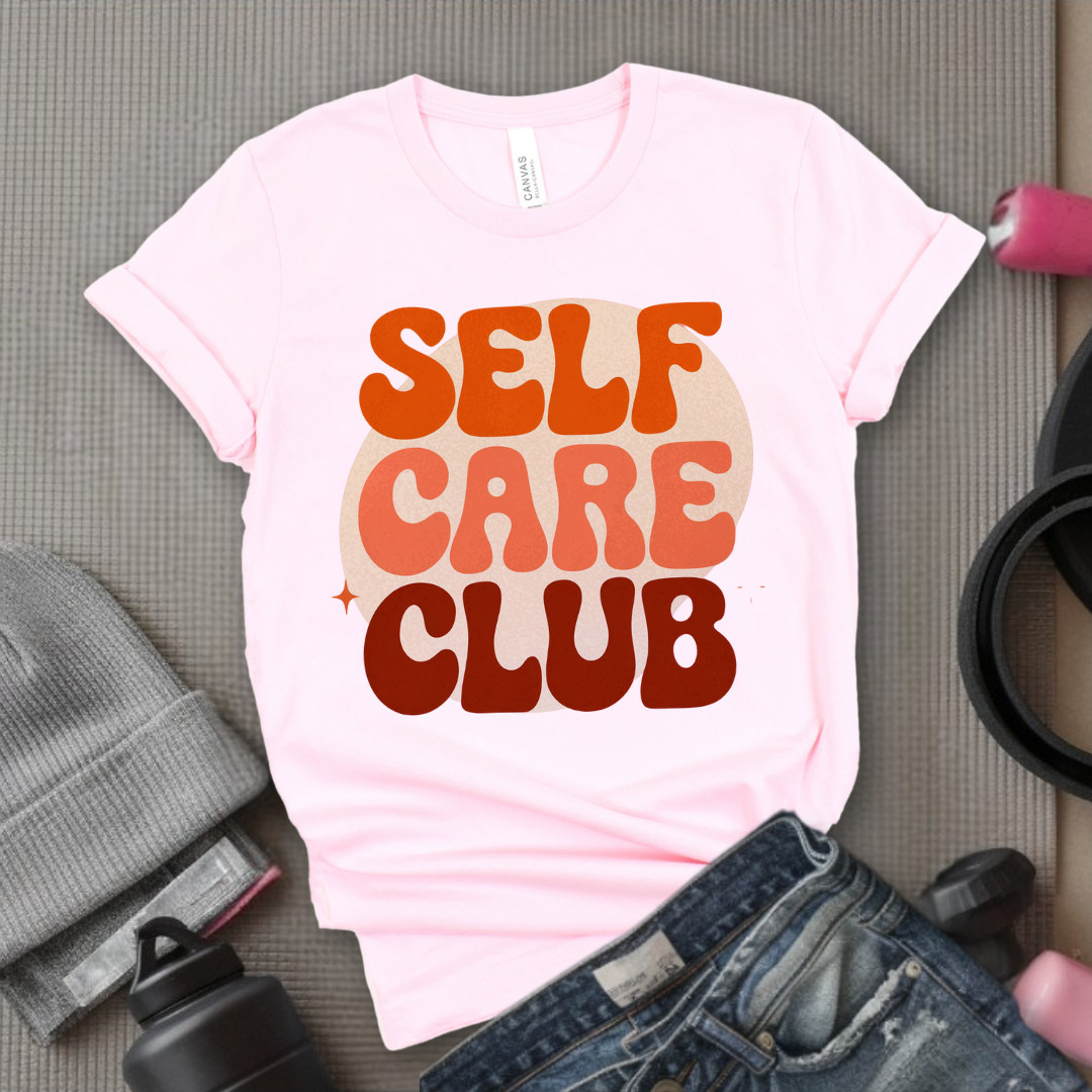 Self Care Club T-shirt - Y2k Style Tee - Unisex Jersey Short Sleeve Shirt - Gift for Yourself, Female Friends - Bella Canvas 3001
