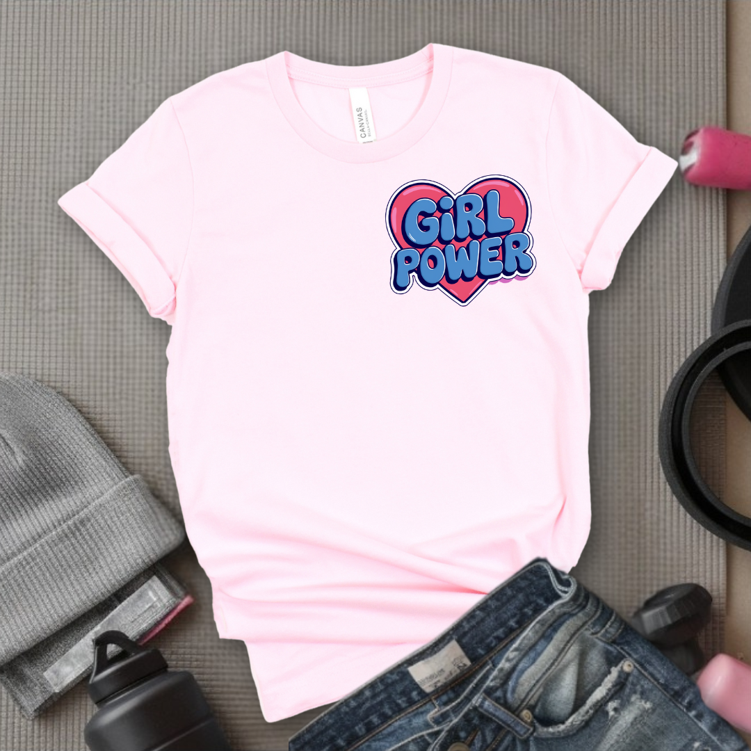 Girl Power Pocket T-shirt - Women Right Inspired Tee - Unisex Jersey Short Sleeve Shirt - Gift for Yourself, Female Friends - Bella Canvas 3001