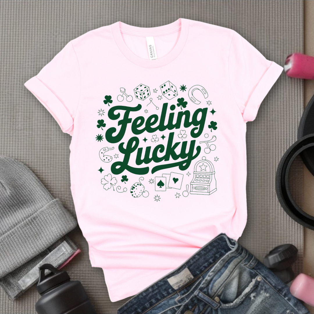 Feeling Lucky - St Patricks Day T-shirt, Y2K Trendy 90's Women Tee - Coquette Tee - Unisex Shirt - Bella Canvas 3001