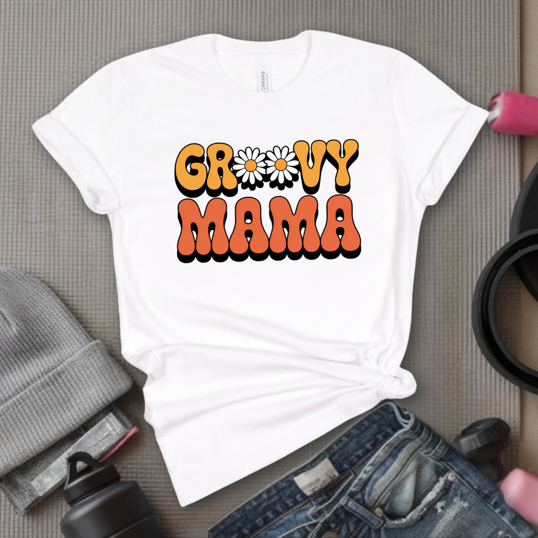 Groovy Mama - Mother's Day Gifts - Women Empower Feminist Tee - Bella Canvas 3001