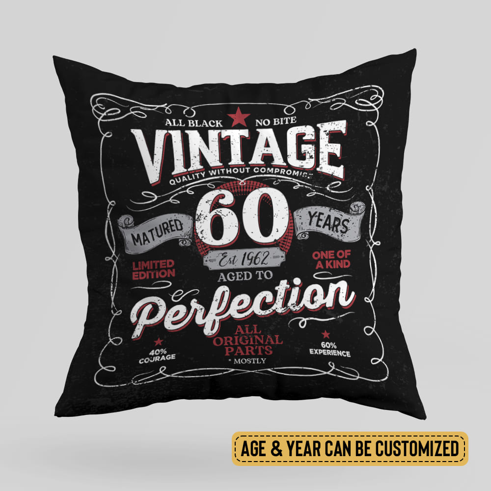 Vintage 1962 Aged To Perfection Personalized Canvas Pillow