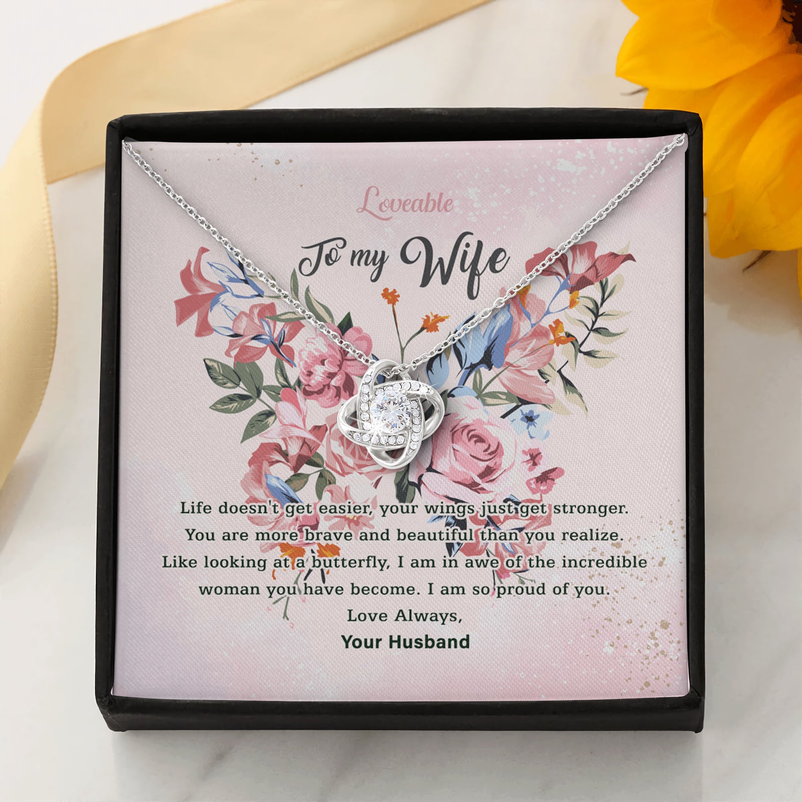 Life Doesn't Get Easier, Your Wing Just Get Stronger Necklace - Sorry Gift For Wife