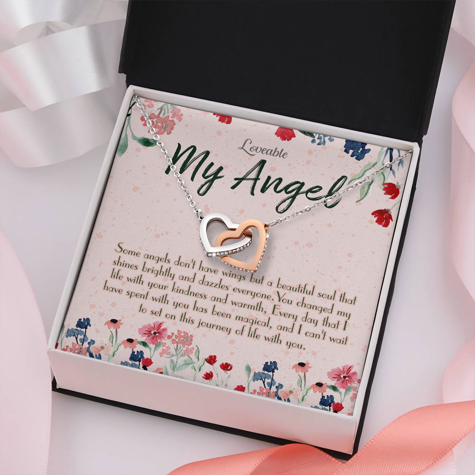 My Lovely Angel - Interlocking White Gold Necklace - Sorry Gift For Wife