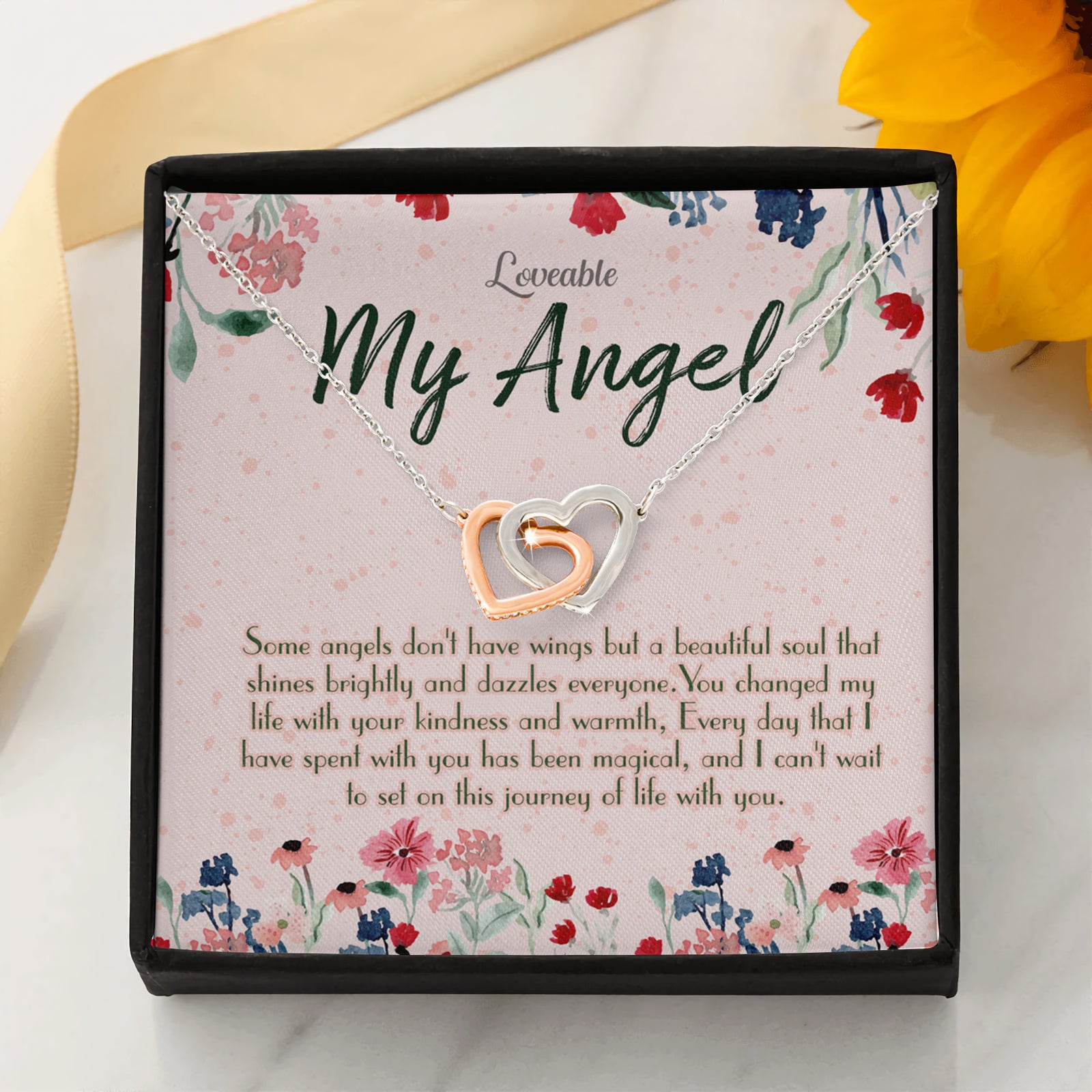 My Lovely Angel - Interlocking White Gold Necklace - Sorry Gift For Wife