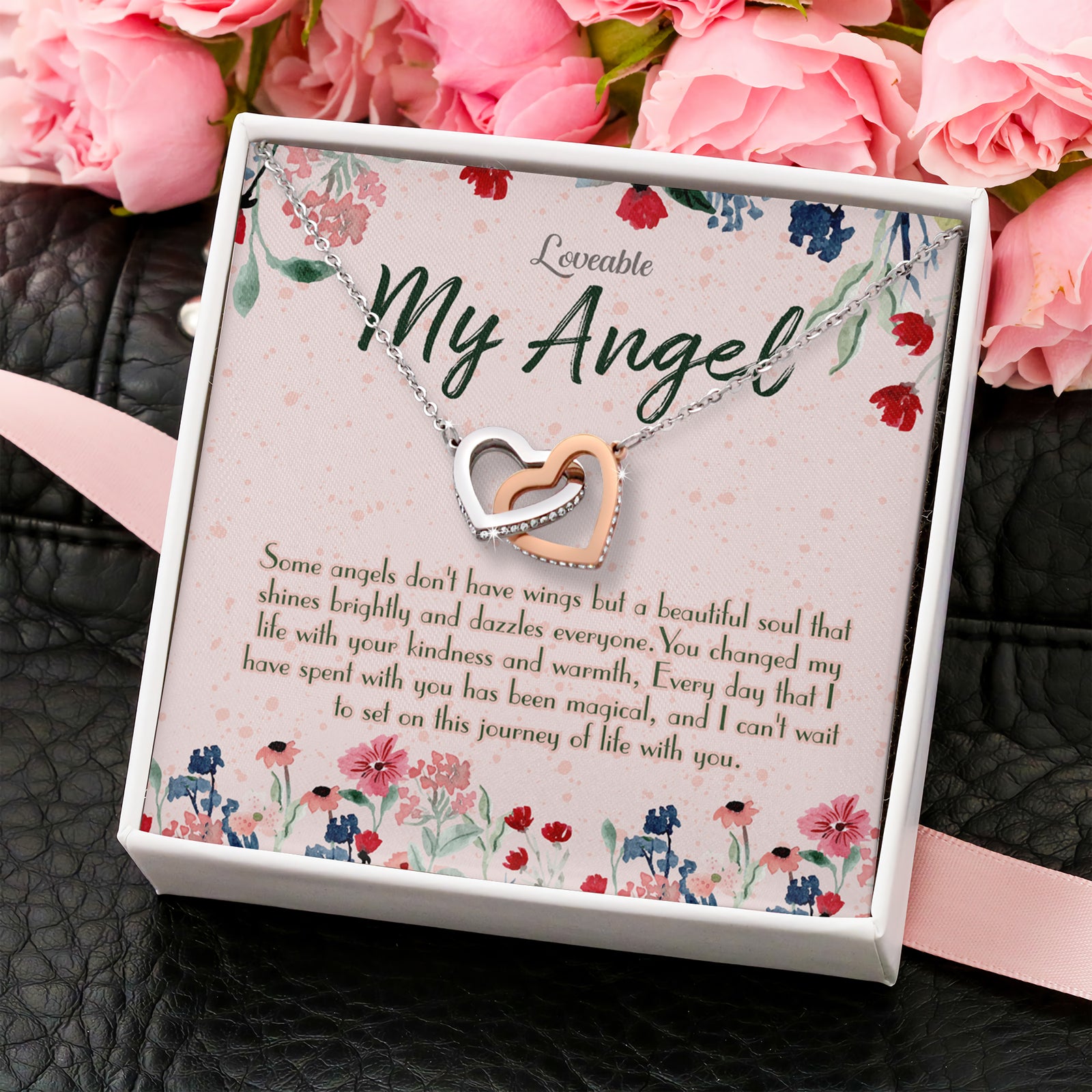 My Lovely Angel - Interlocking White Gold Necklace - Sorry Gift For Wife