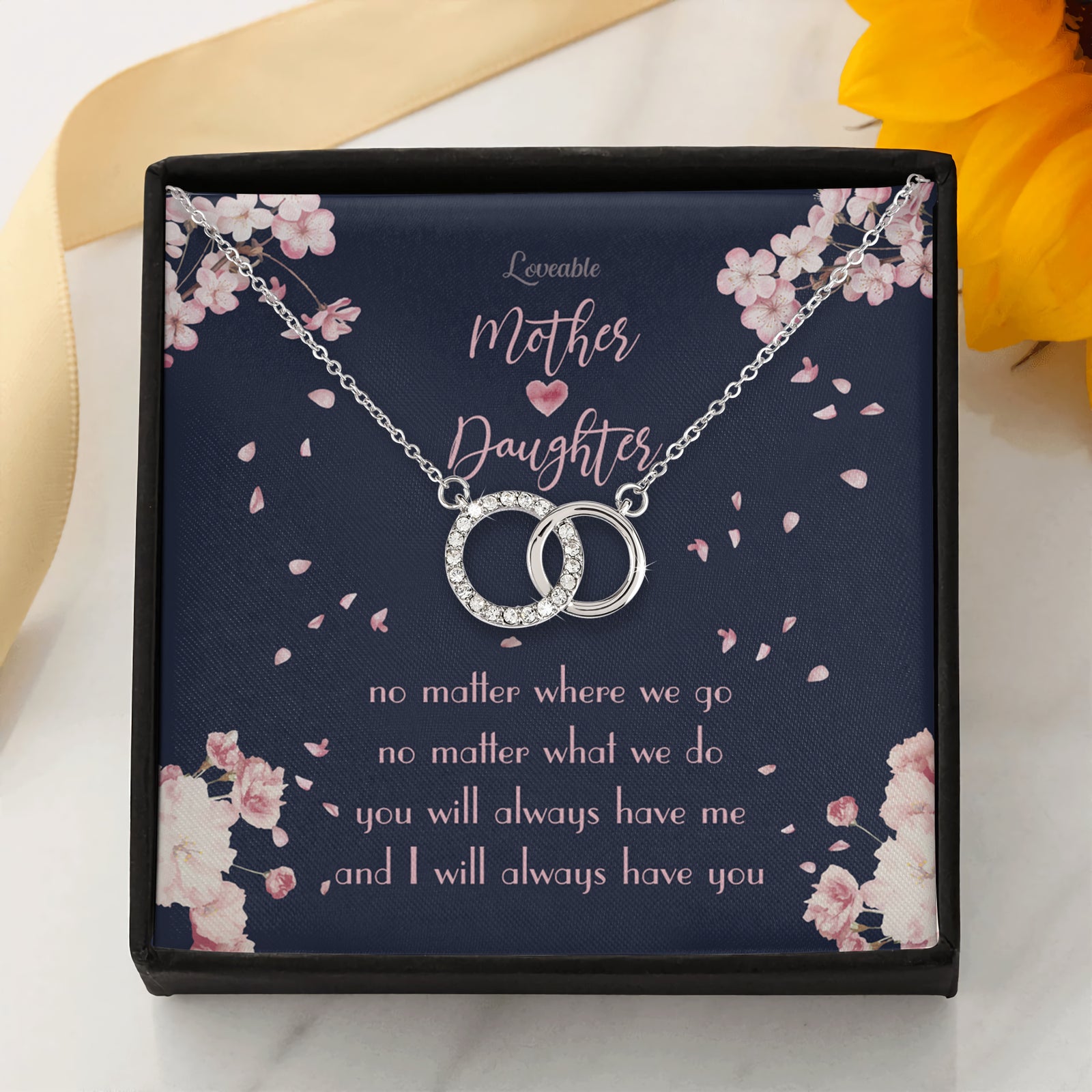 Mother and Daughter, Birthday Christmas Gift for Daughter, Mom - Personalized White Gold Necklace