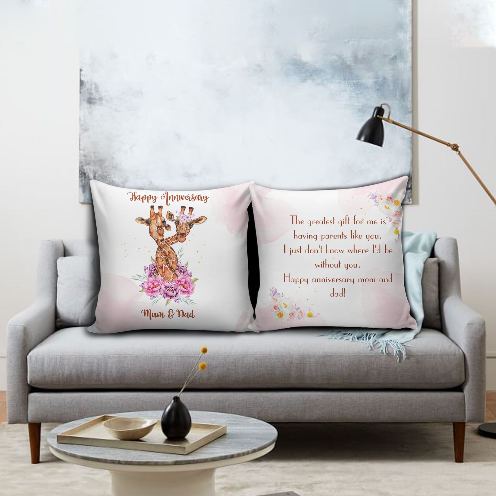 Mom and Dad Canvas Pillow