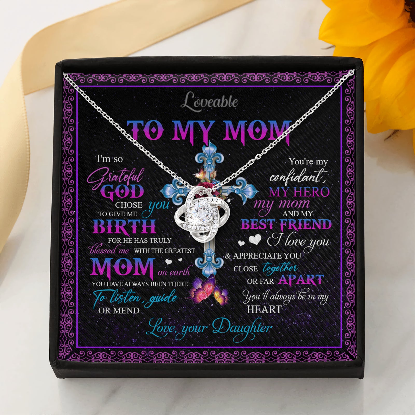 white gold my mom necklace