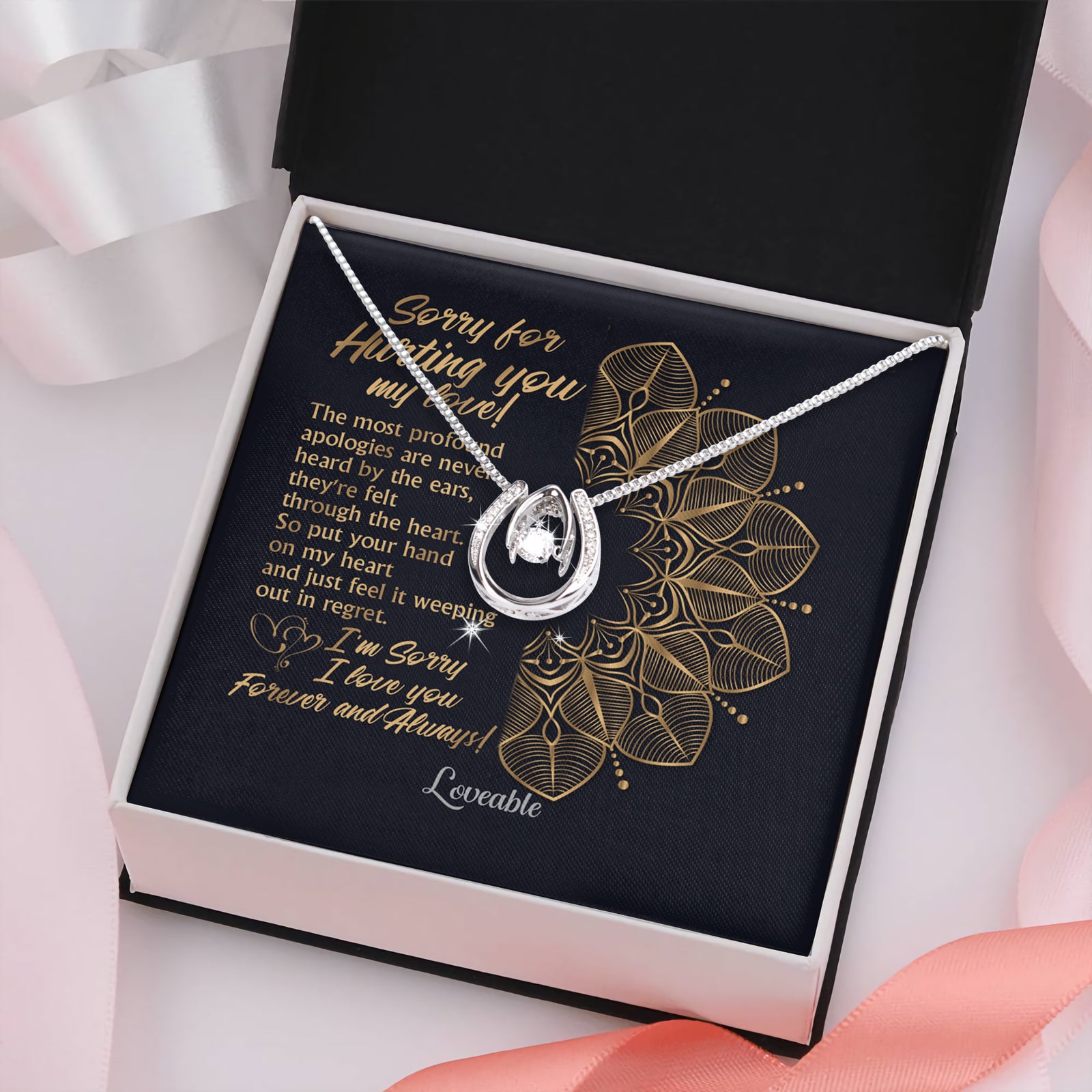 Sorry for Hurting you My Love - White Gold Necklace - Sorry Gift For Wife