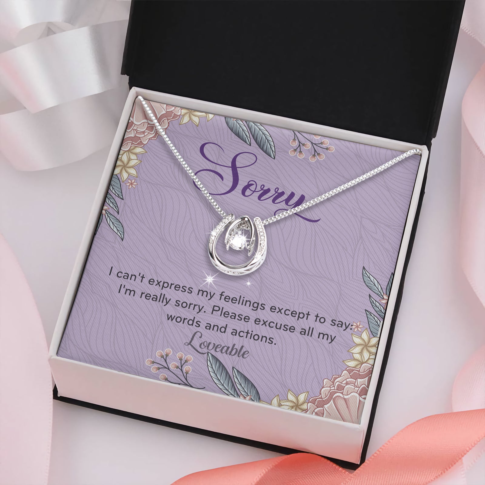 I'm Sorry Gifts for Her, Forgive Me Gifts for Wife, Apology Gift from Husband, White Gold Necklace