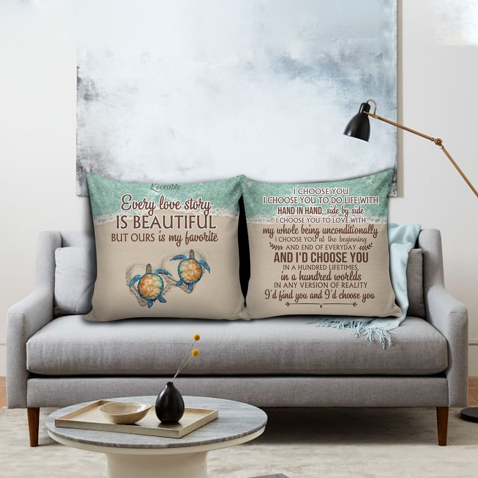 canvas pillow for couple