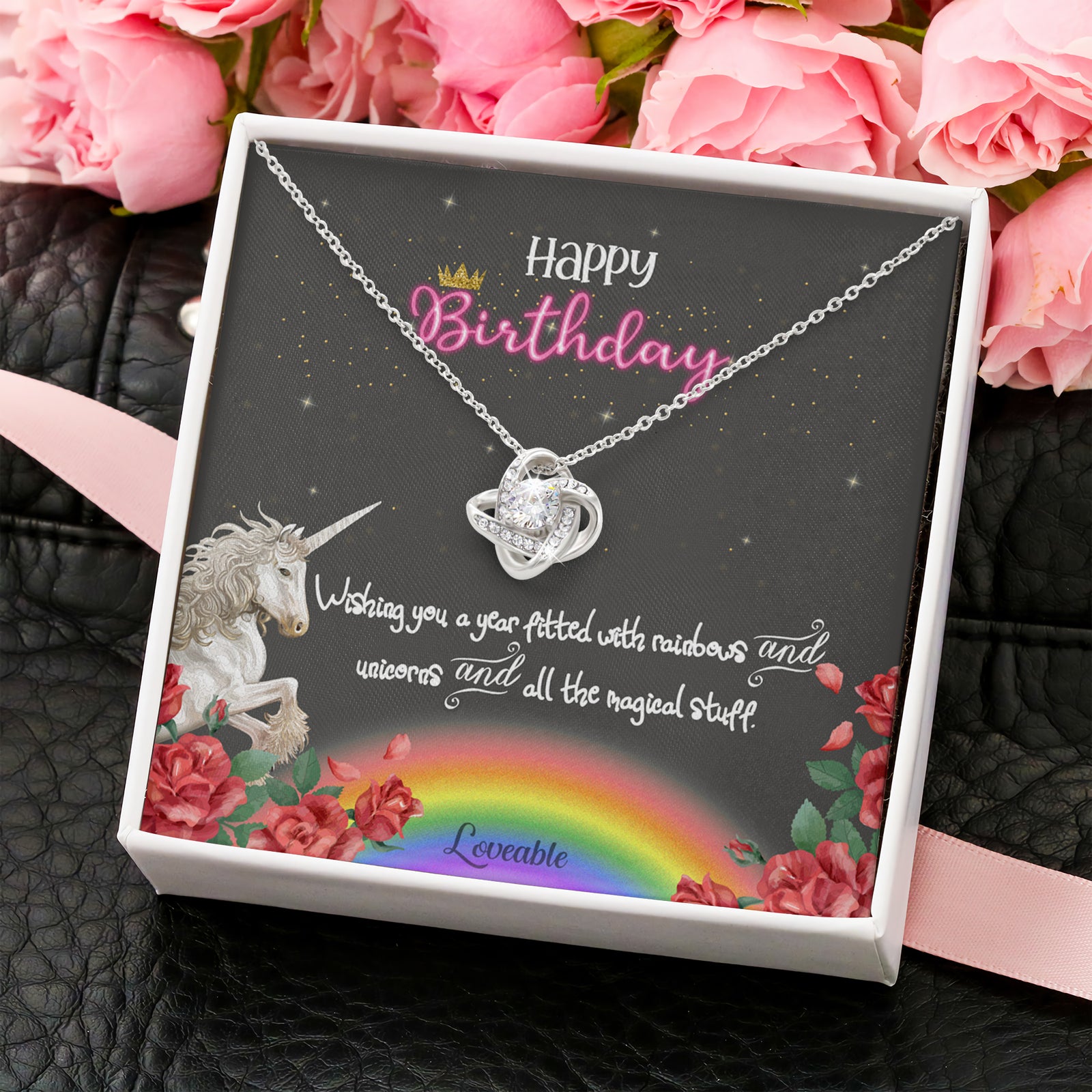 Happy Birthday Unicorn In Rainbow Special Necklace Birthday Gift