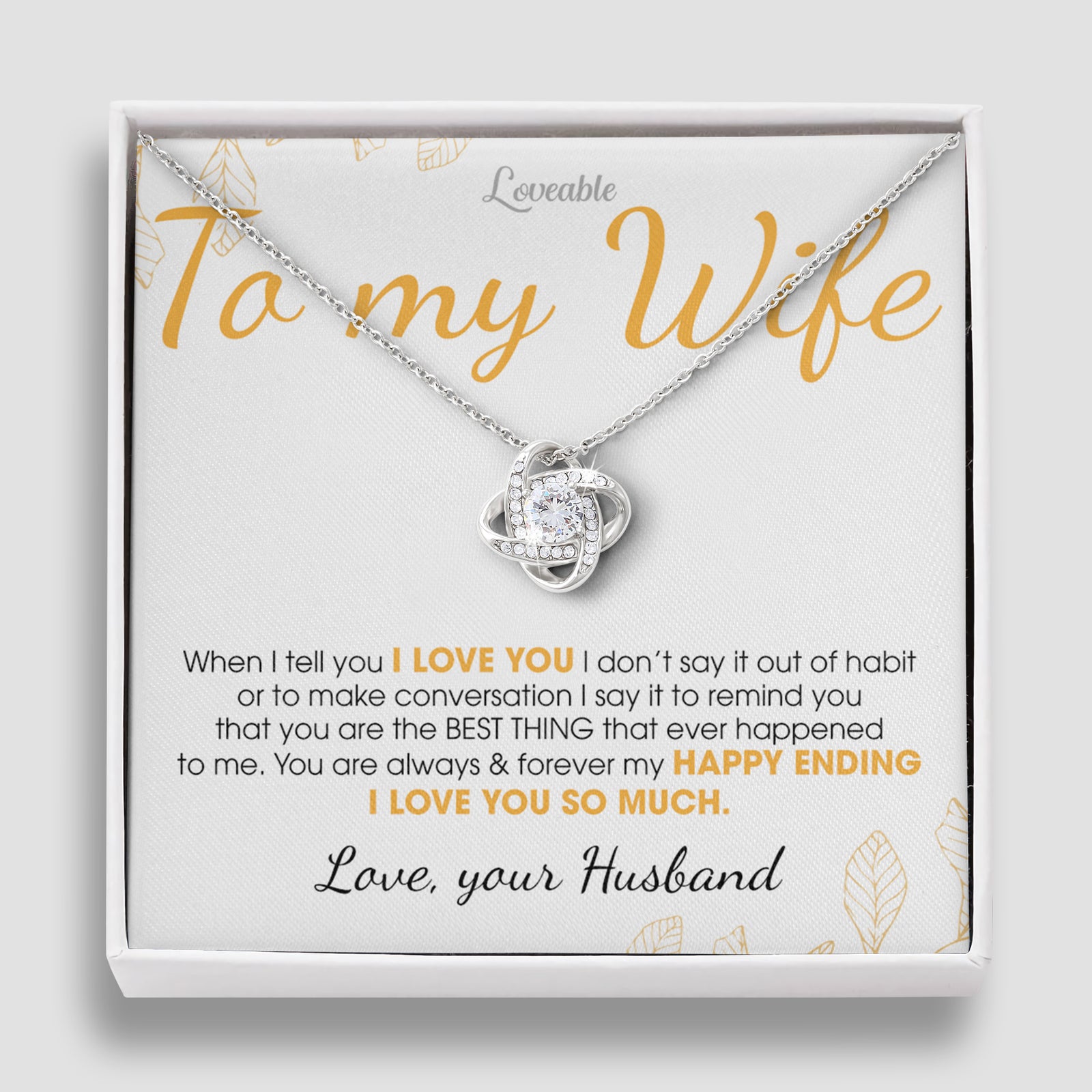 To my Wife - You're always & forever my Happy Ending - Personalized Necklace - Crystal Gifts For Wife