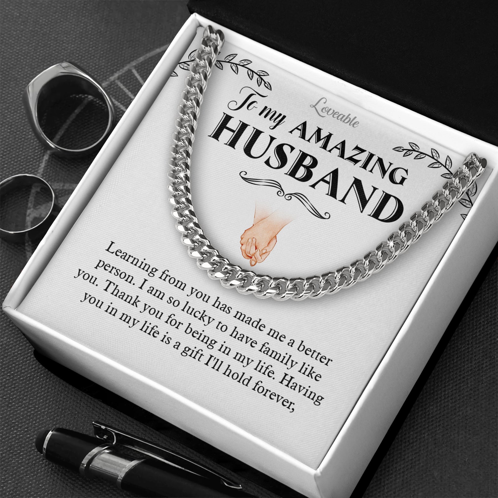 To My Amazing Husband Cuban Link Chain Best Birthday Gifts For Husband