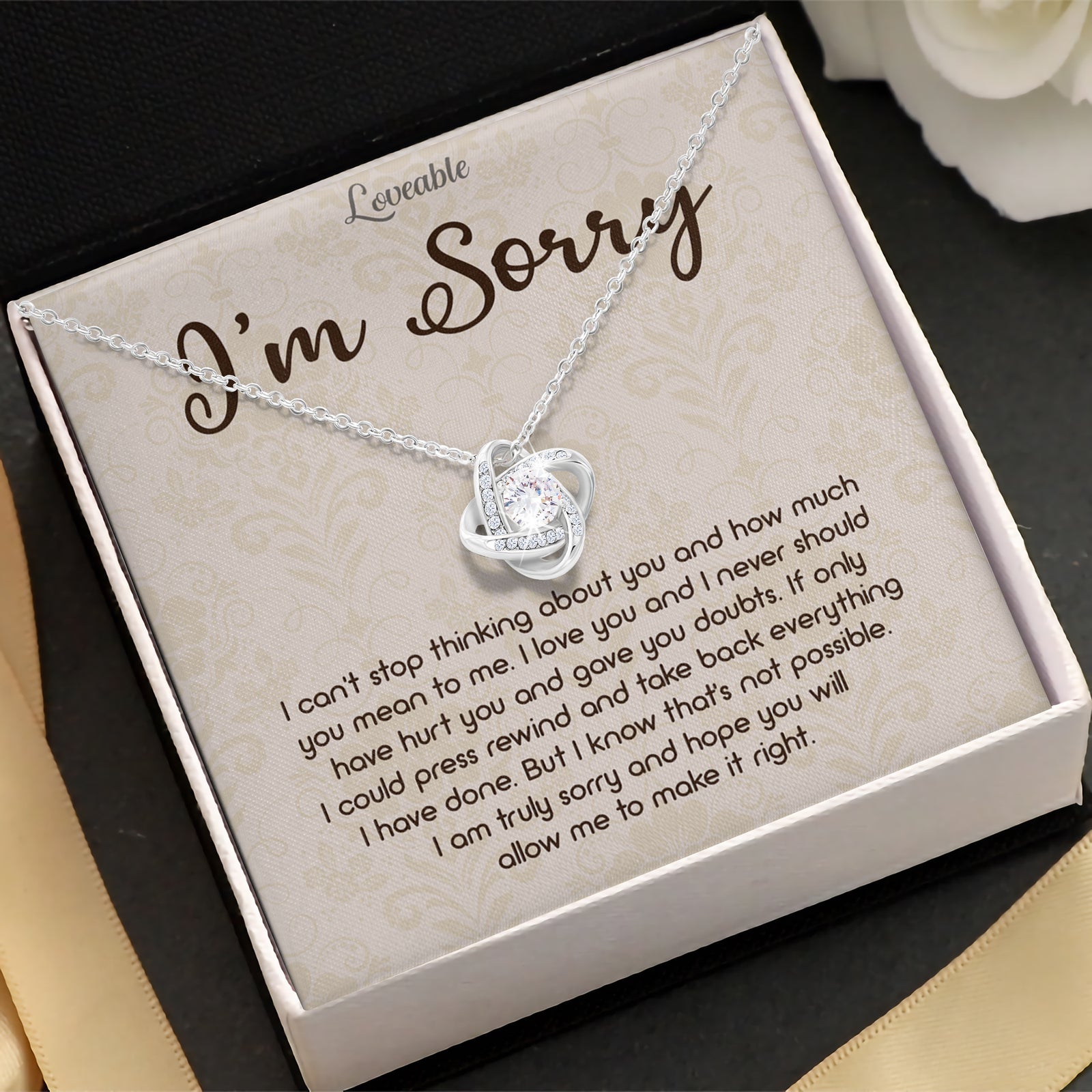 Apology Gifts for Her - Sorry Gifts for Girlfriend, Wife - Love Knot Necklace - Ladies Necklace