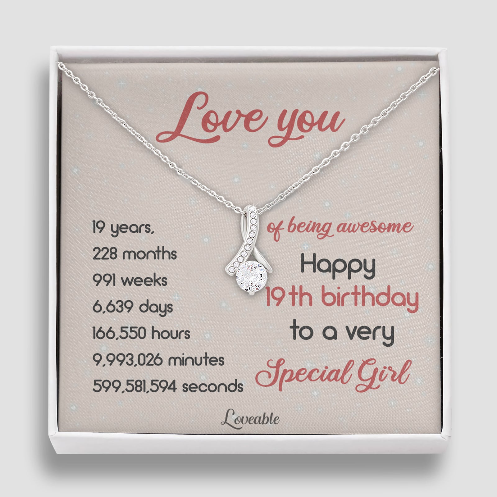 Happy 19th Birthday Special Necklace Birthday Gift For Daughter