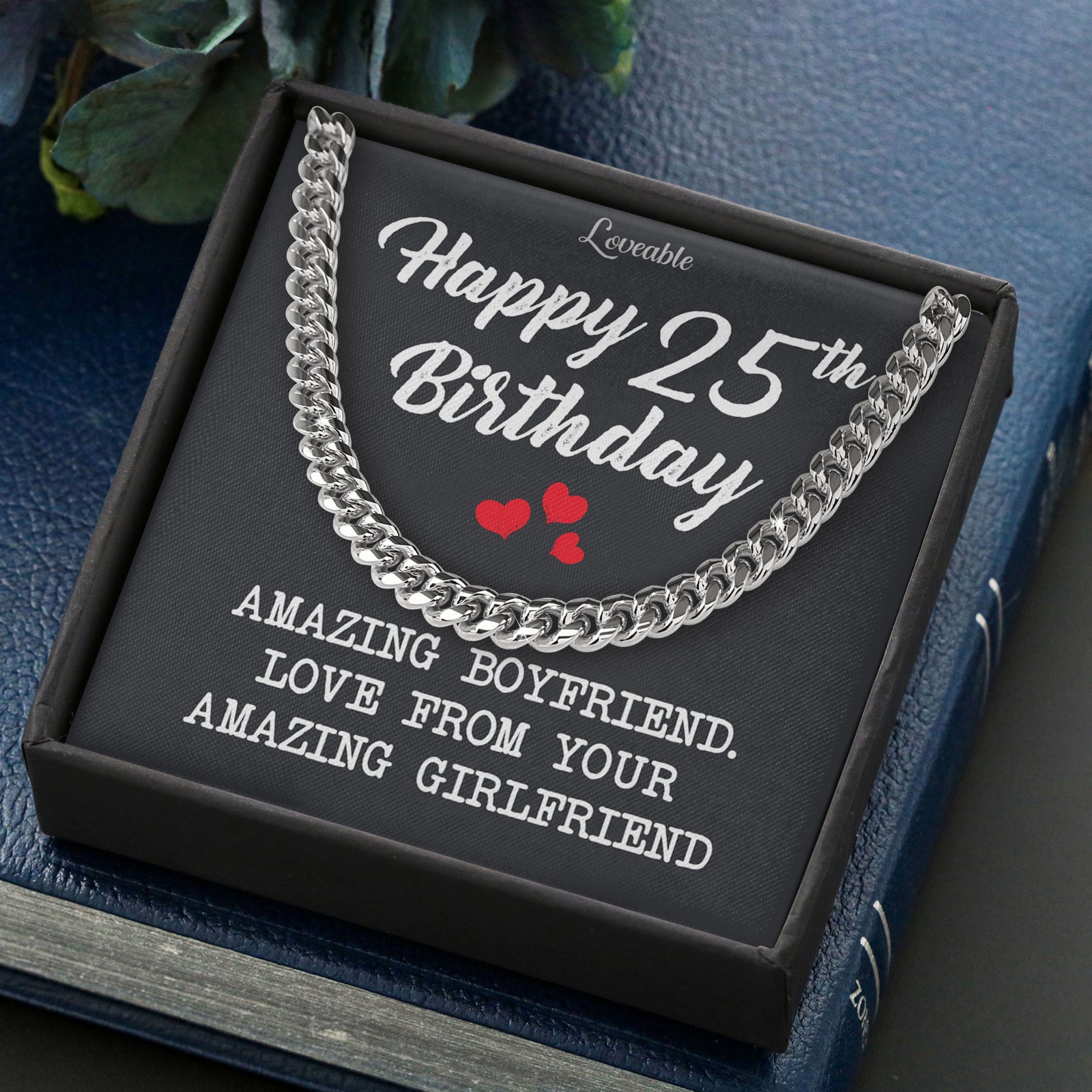 Happy 25th Birthday Personalized Man Chain Birthday Gift For Him