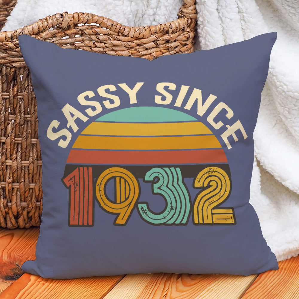 Vintage Sassy Since 1932 Personalized Canvas Pillow