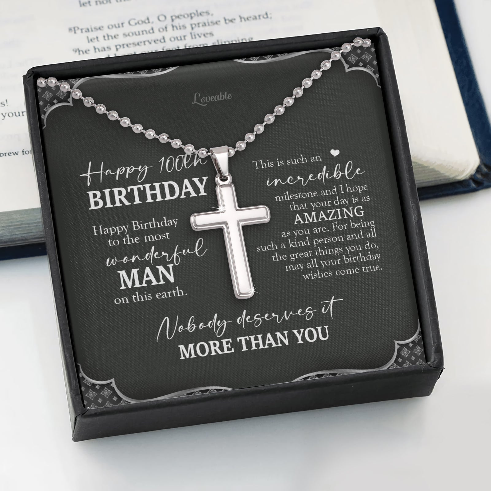 Happy Birthday To The Most Wonderful Man On This Earth Personalized Cross Necklace