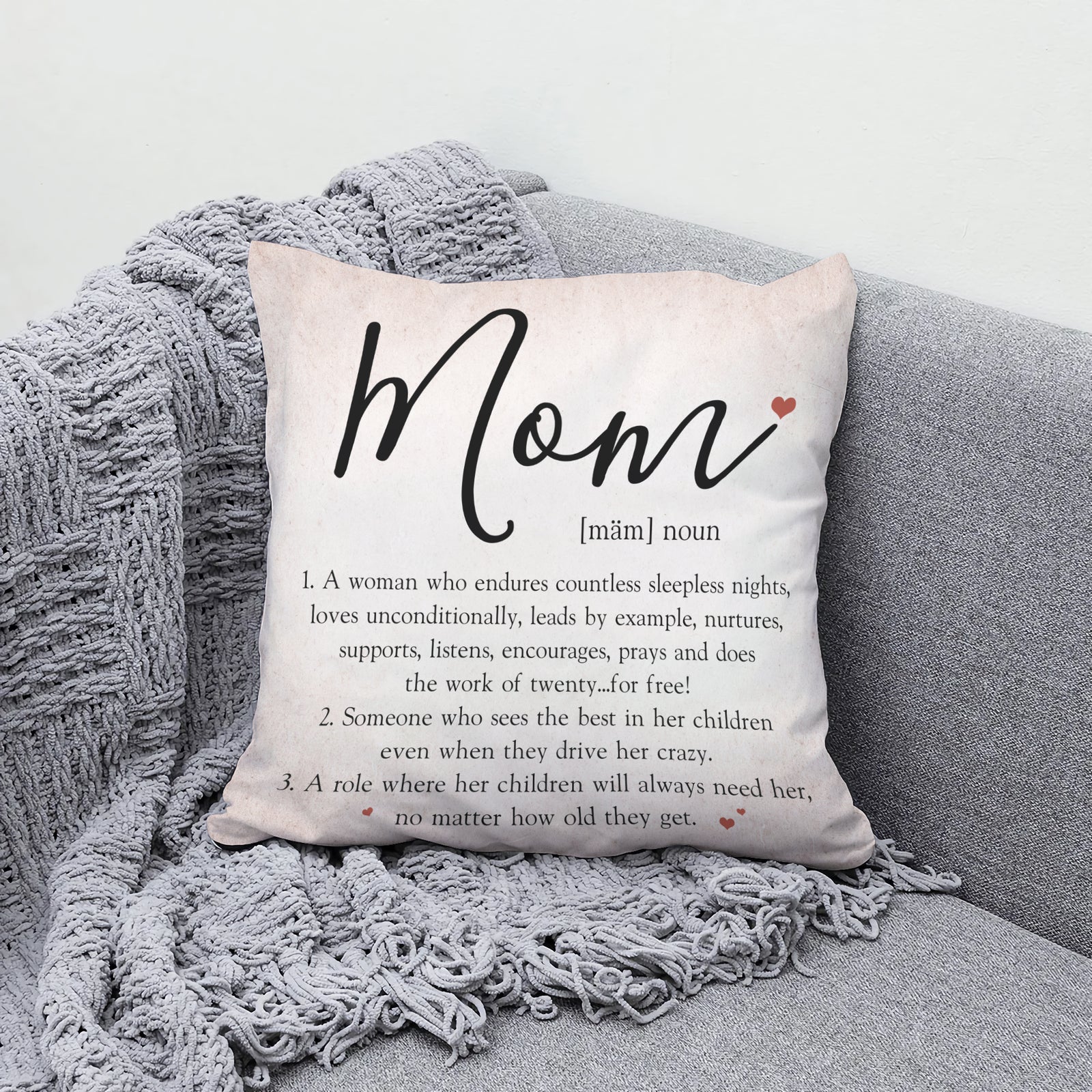 Mom Definition Personalized Canvas Pillow