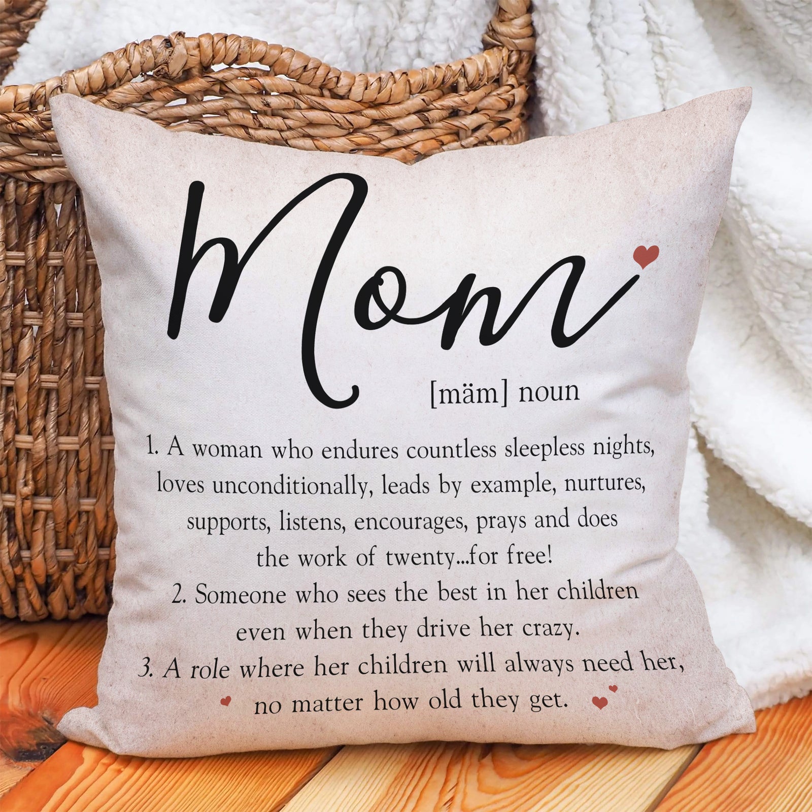 Mom Definition Personalized Canvas Pillow