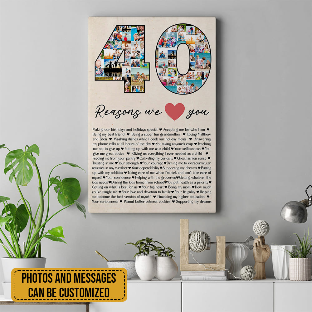 40 Reasons I Love You - Personalized Canvas/Poster Wall Art - Custom Birthday Gift for Men Women