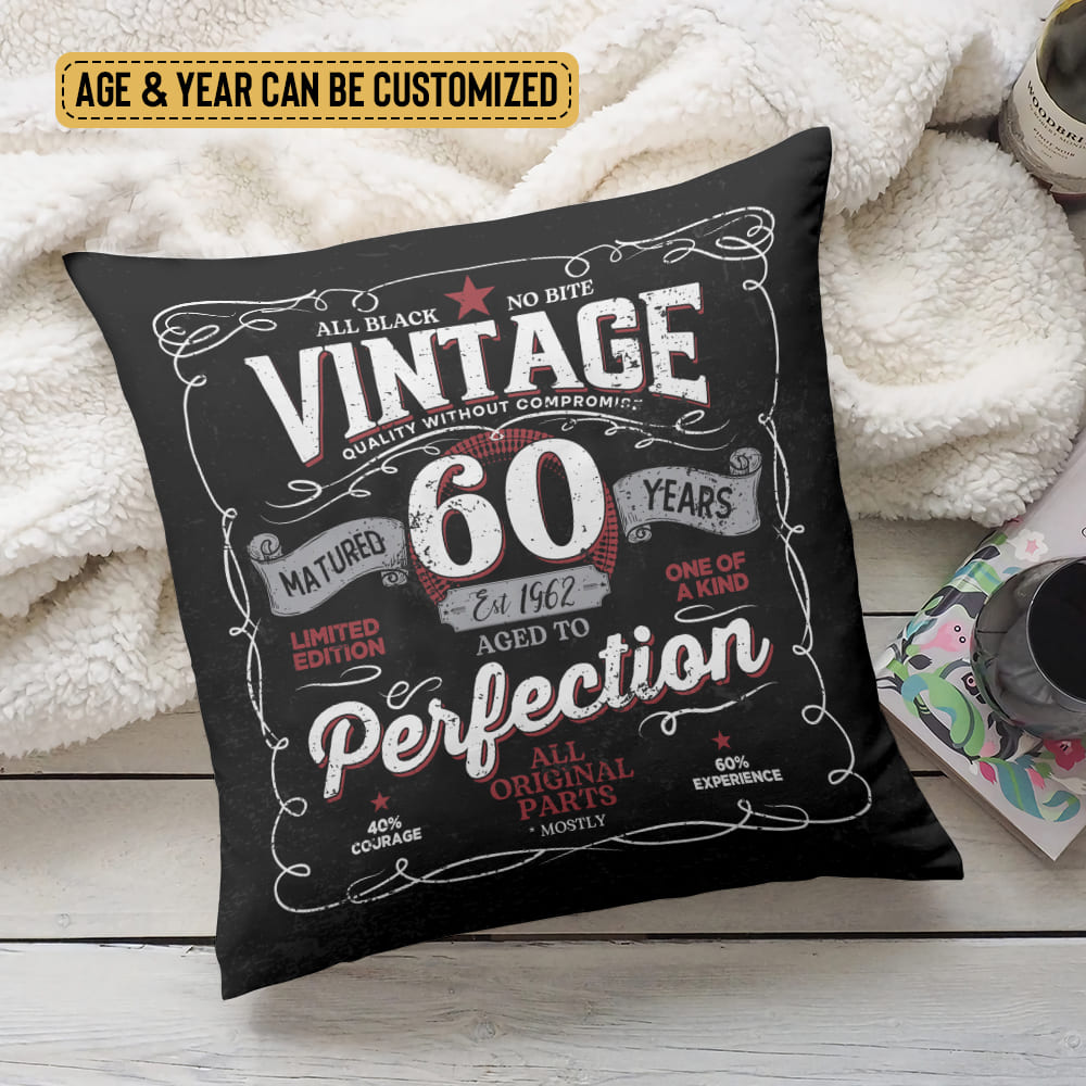 Vintage 1962 Aged To Perfection Personalized Canvas Pillow