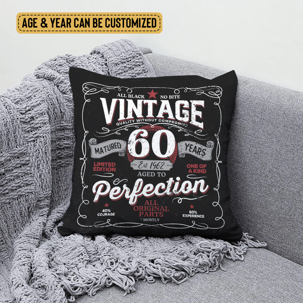 Vintage 1962 Aged To Perfection Personalized Canvas Pillow