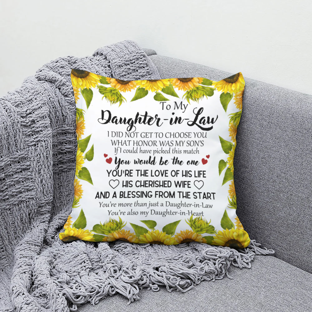 daughter in law pillow with text
