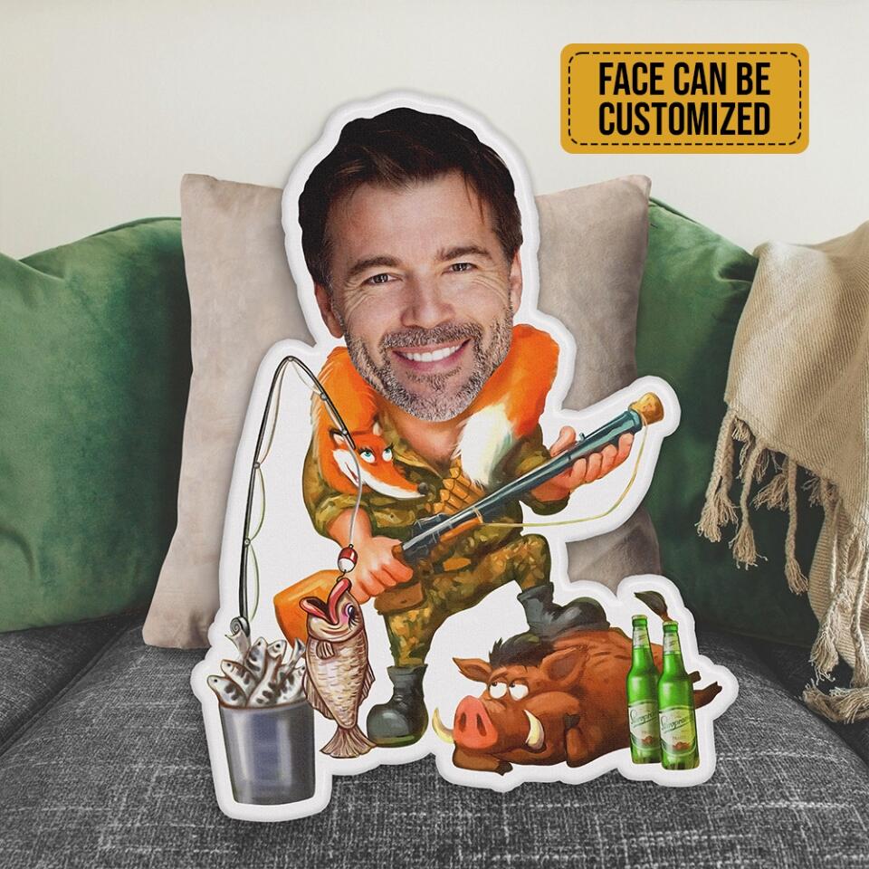 Personalized Shape Pillow with Photo - Fishing Image - Cool Gift for Fishing Dad, Fishing Lovers