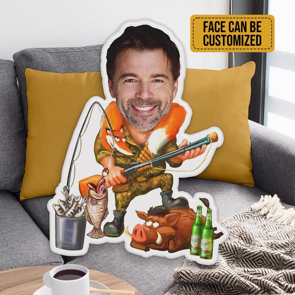 Personalized Shape Pillow with Photo - Fishing Image - Cool Gift for Fishing Dad, Fishing Lovers