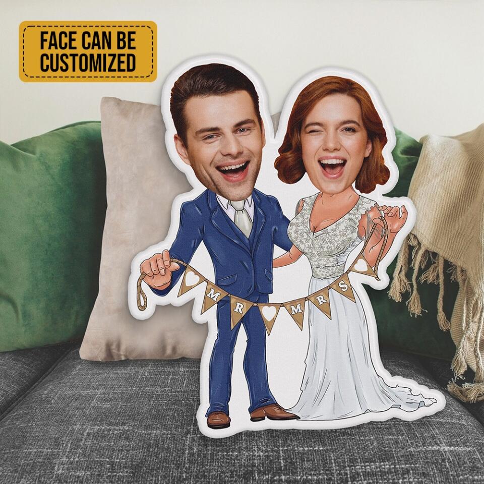 Cute Wedding Couple - Housewarming Gifts - Custom Shape Pillow - Wedding Gifts