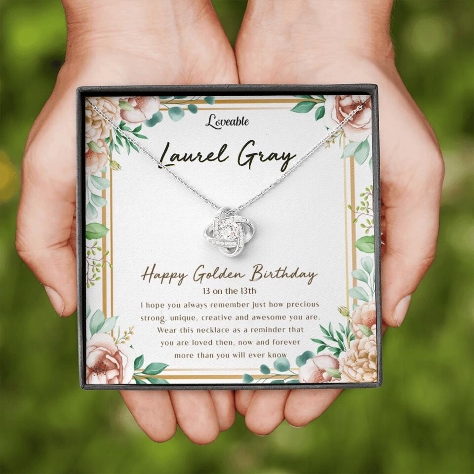 Happy Golden Birthday - Personalized White Gold Necklace - 50th Birthday Gift