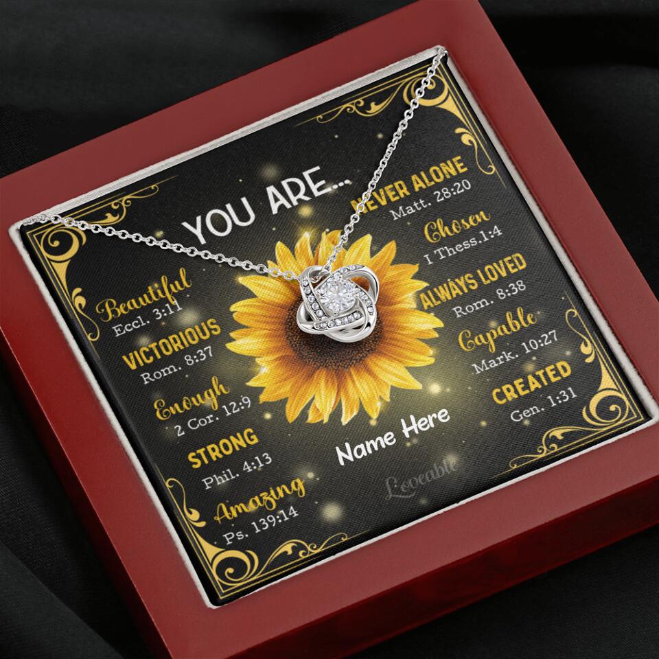 You're Sunflower - Personalized Love Knot Necklace