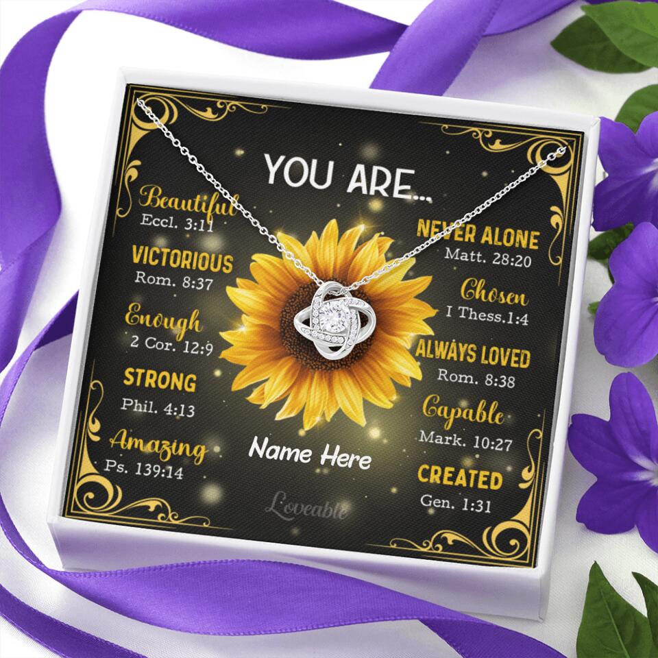 You're Sunflower - Personalized Love Knot Necklace
