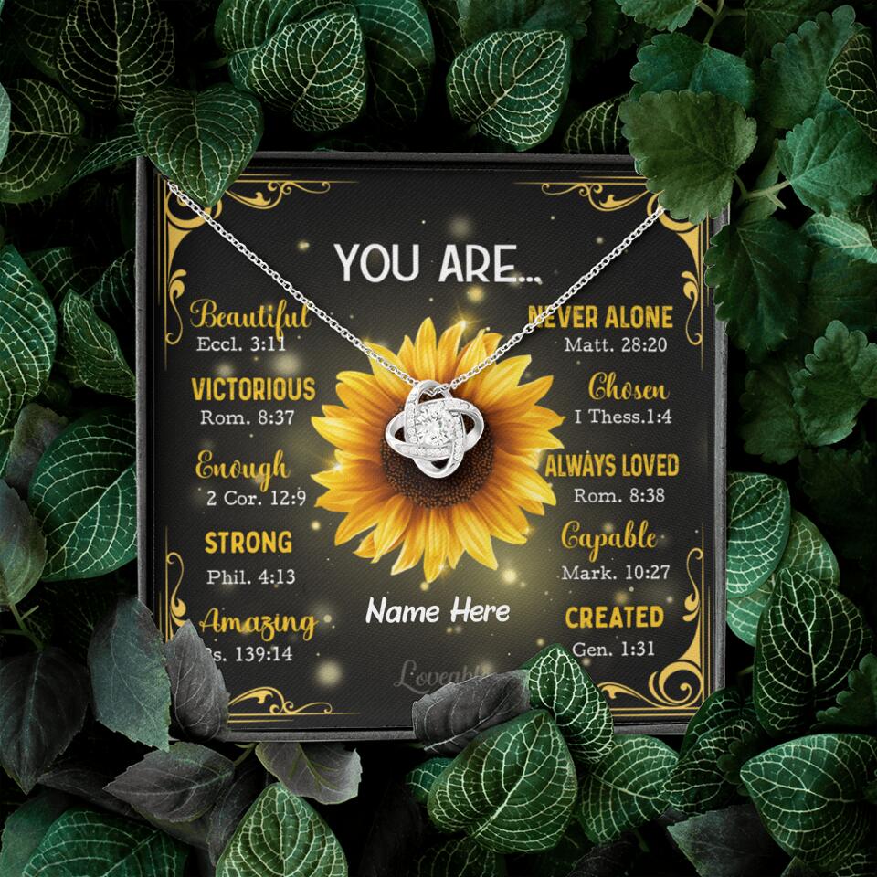You're Sunflower - Personalized Love Knot Necklace