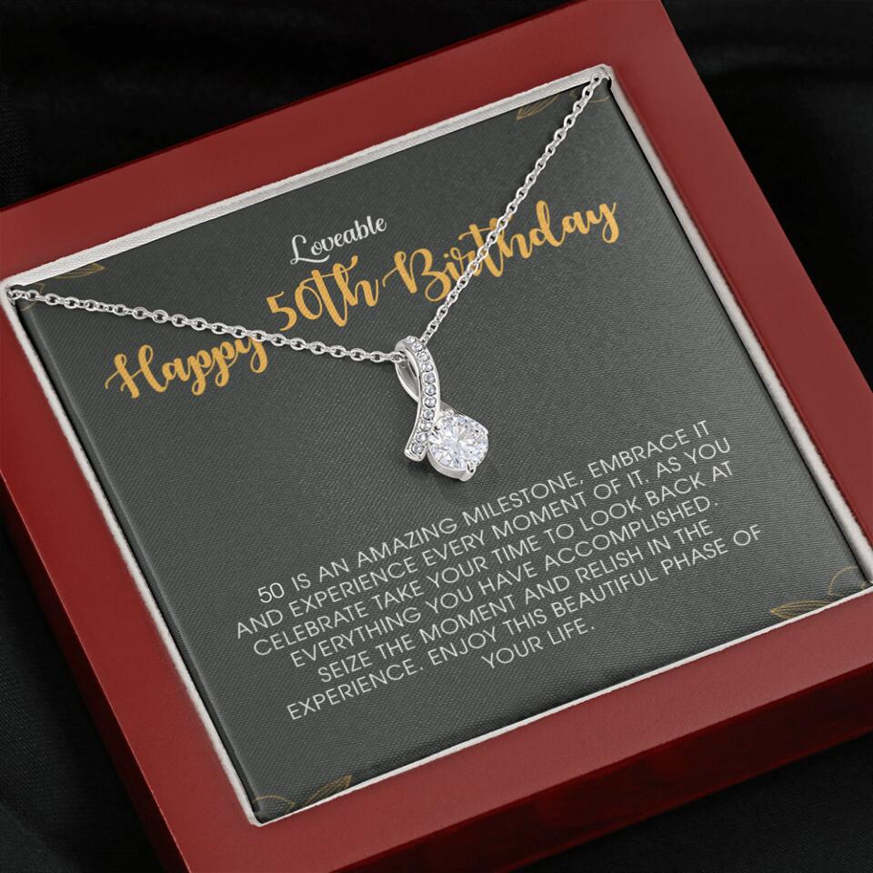 Happy 50th Birthday - Personalized Necklace - Birthday Gift for Woman