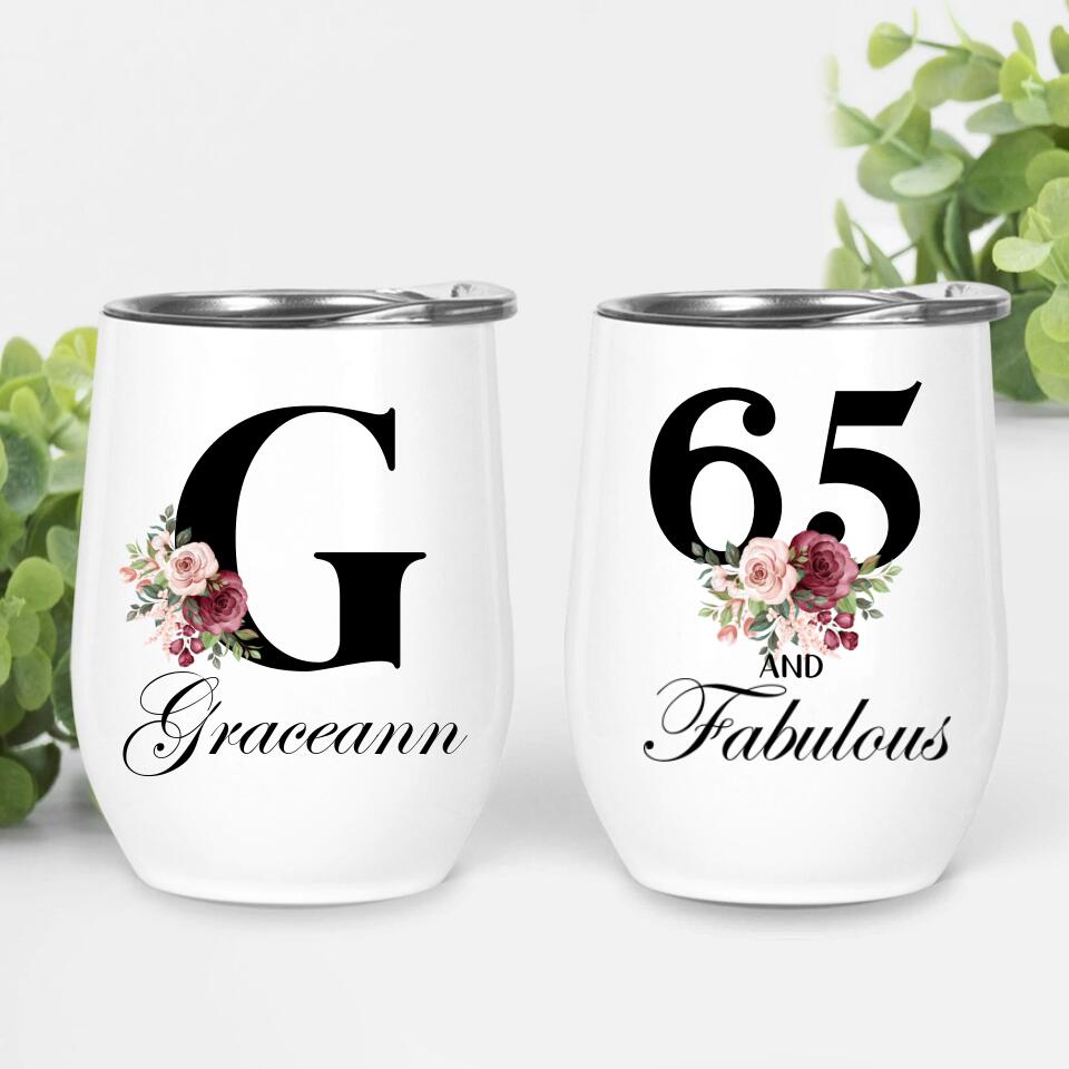 65 and Fabulous Personalized Wine Tumbler