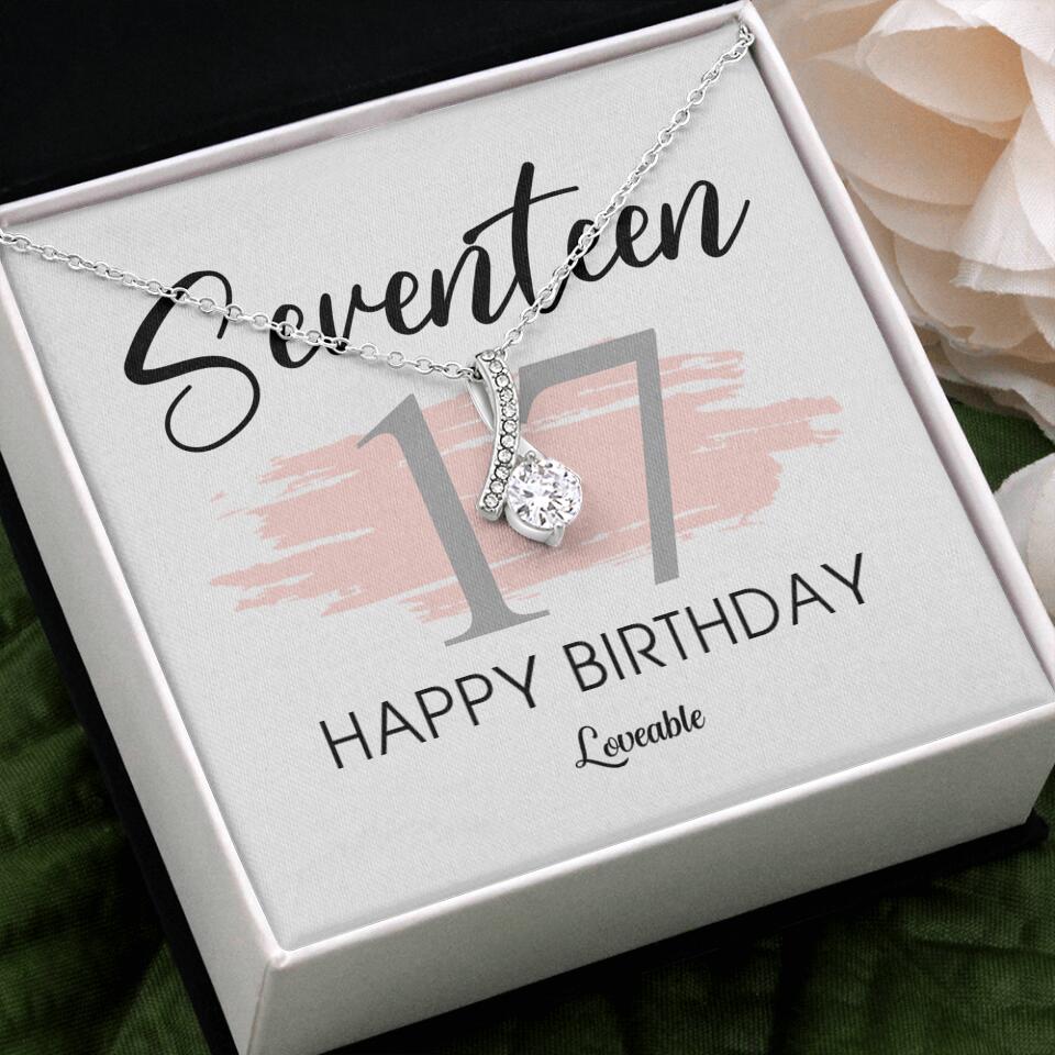 Seventeen Happy Birthday Necklace, 17th Birthday Gift for Her, Alluring Necklace