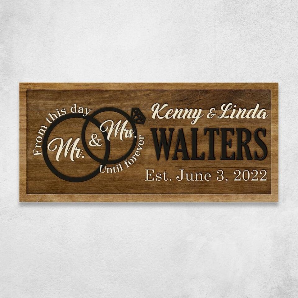 Couple Wooden Sign From This Day Until Forever - Personalized Rectangle Wooden Sign
