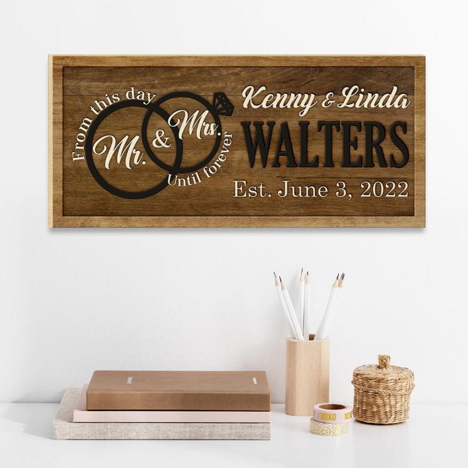 Couple Wooden Sign From This Day Until Forever - Personalized Rectangle Wooden Sign