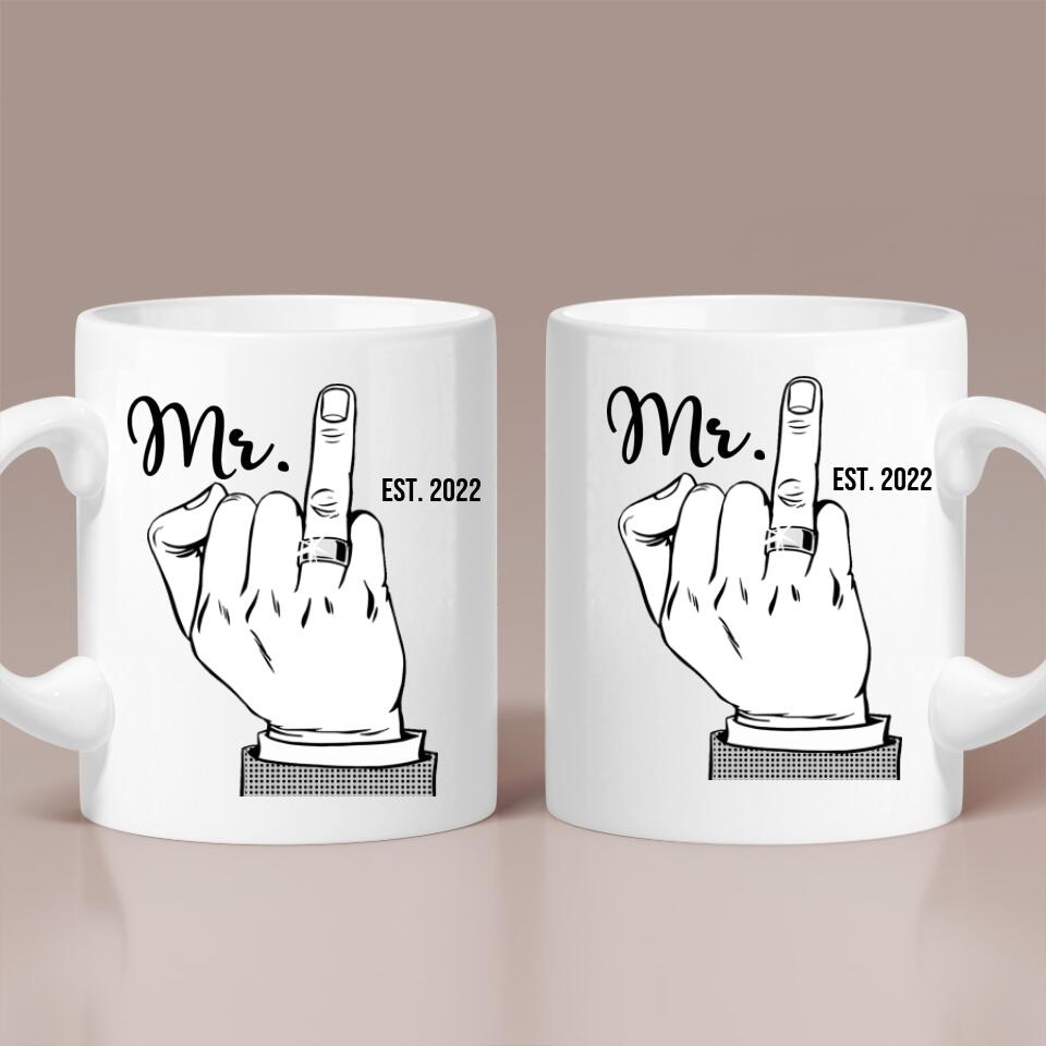 Mr And Mrs Wedding Ring Hand And Finger Custom Mug Wedding Gift